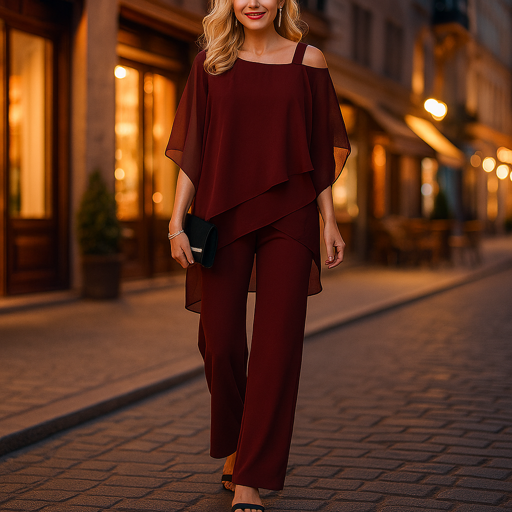 Vivano – Elegancki Jumpsuit Dwuczęściowy z Odkrytymi Ramionami