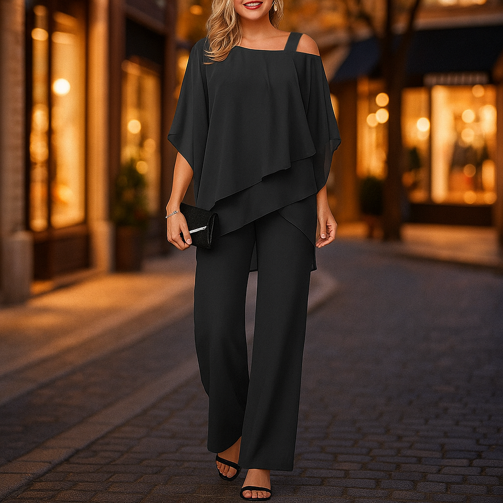 Vivano – Elegancki Jumpsuit Dwuczęściowy z Odkrytymi Ramionami