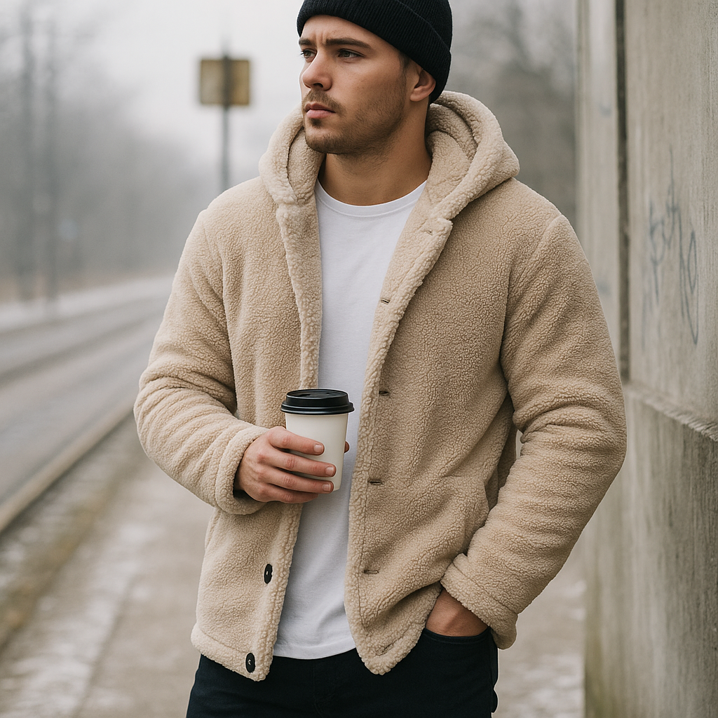 Bluza z kapturem z polaru - męska - ciepła i miękka