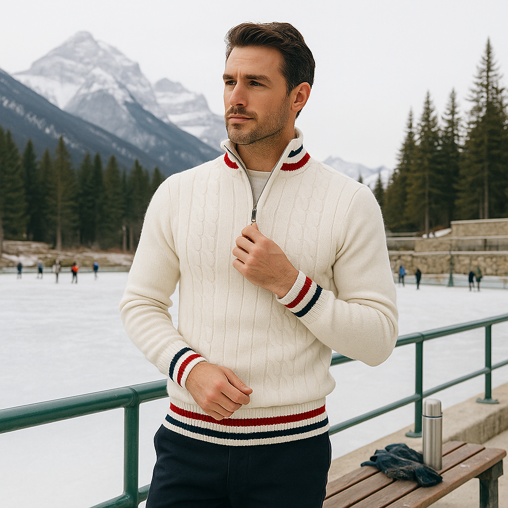 Martin - Elegancki męski sweter z kołnierzem - klasyczny krój