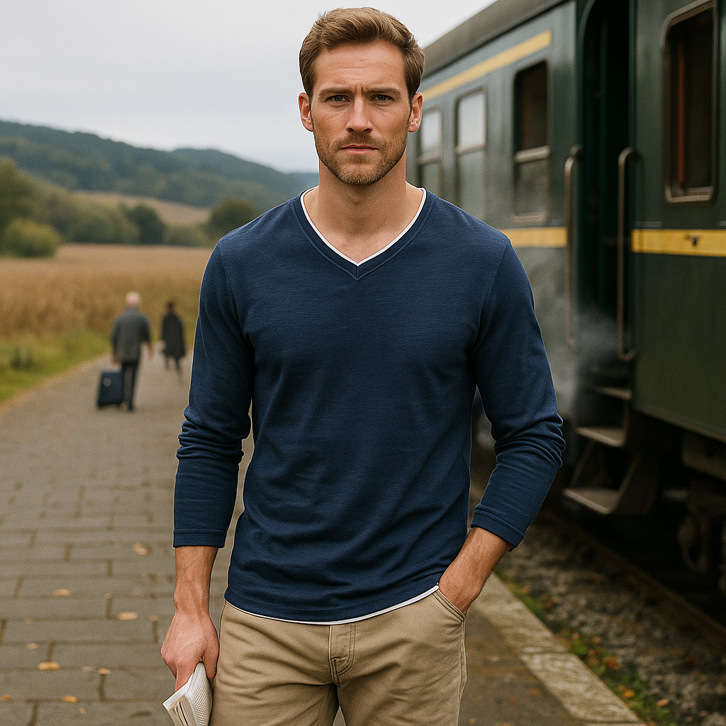 Wysokiej jakości męski sweter bawełniany - klasyczny - miękki i przewiewny