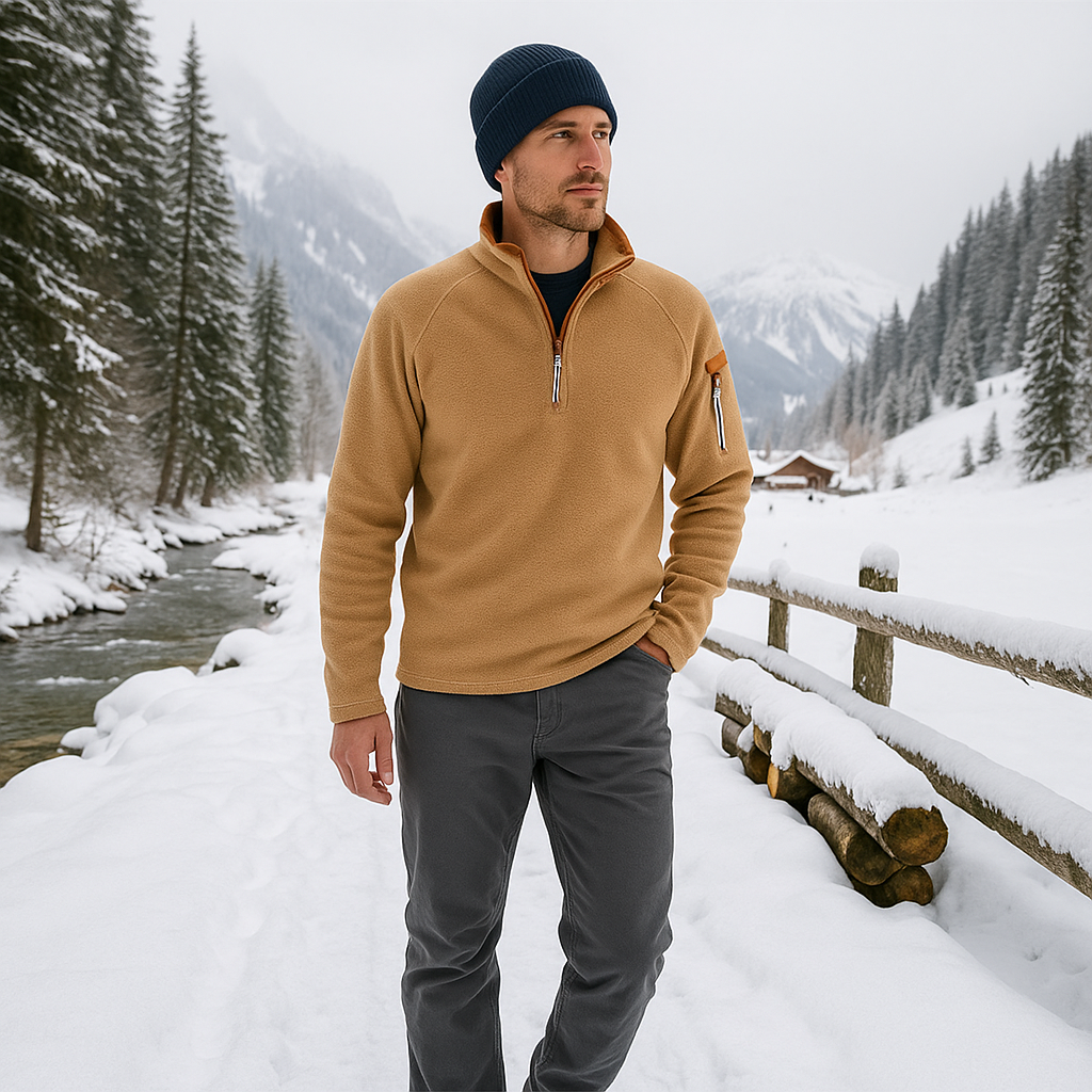 Męski sweter kołnierz stojący - zamek błyskawiczny - ciepły - elegancki