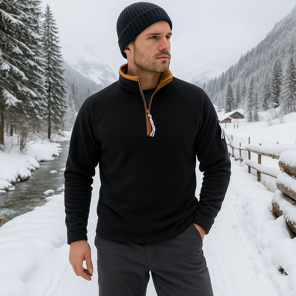 Męski sweter kołnierz stojący - zamek błyskawiczny - ciepły - elegancki