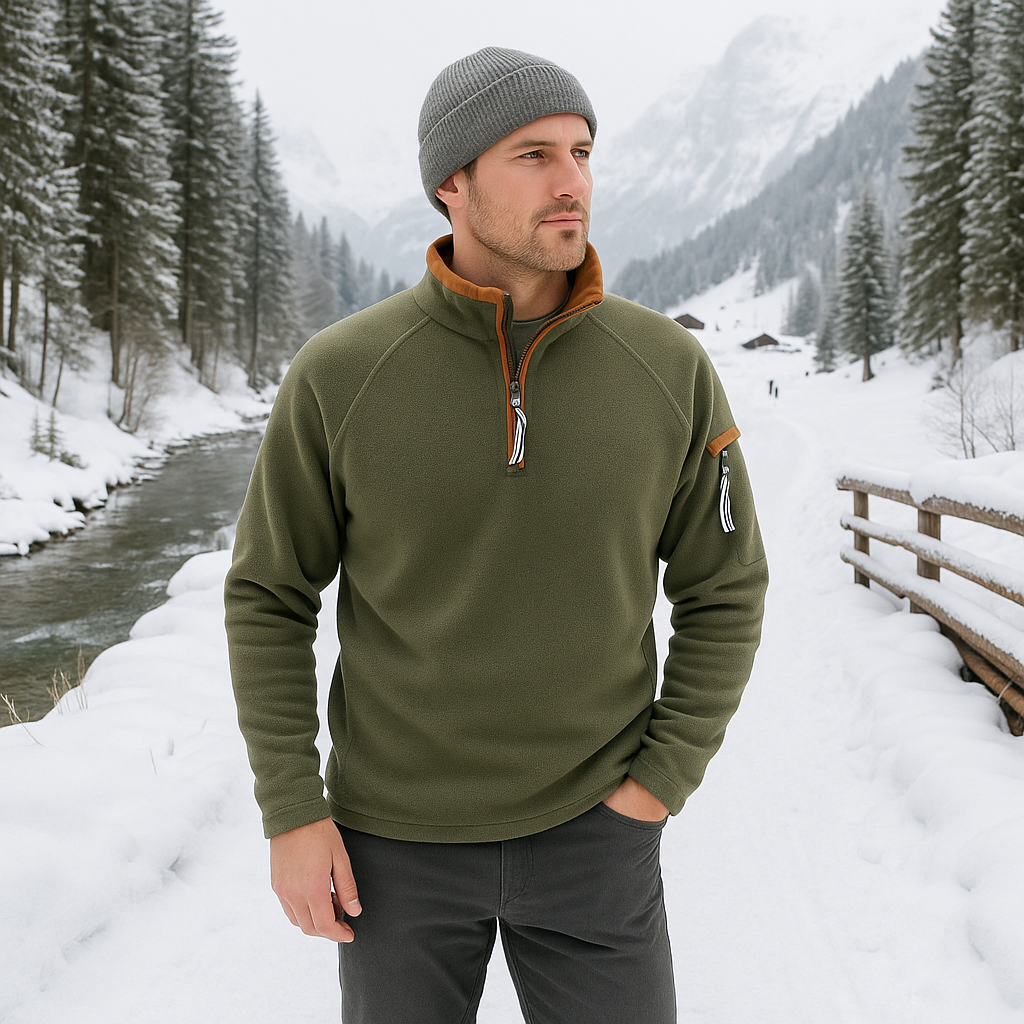 Męski sweter kołnierz stojący - zamek błyskawiczny - ciepły - elegancki