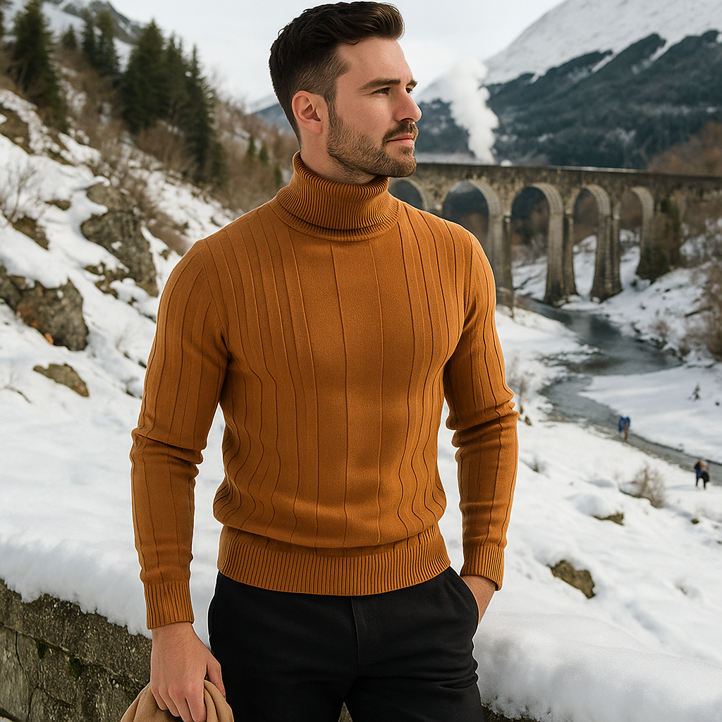 Premium Knit Męski Sweter z Pół-Zamkiem