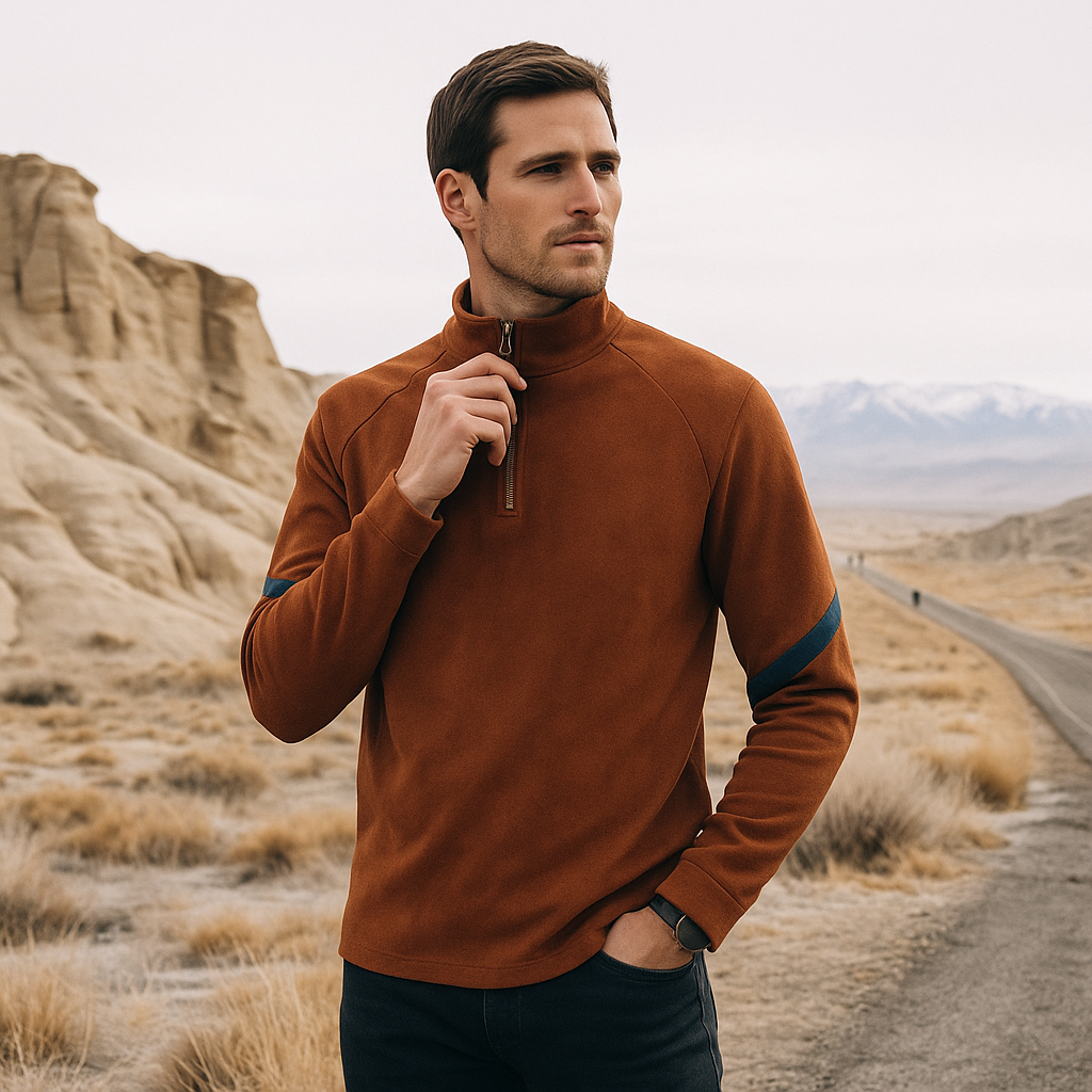 Elegancki męski sweter - mieszanka wełny - klasyczny krój