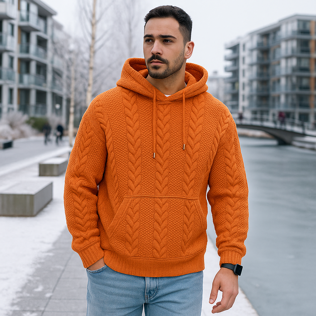 Męska bluza z kapturem - ocieplana - ciepła - na zimne dni