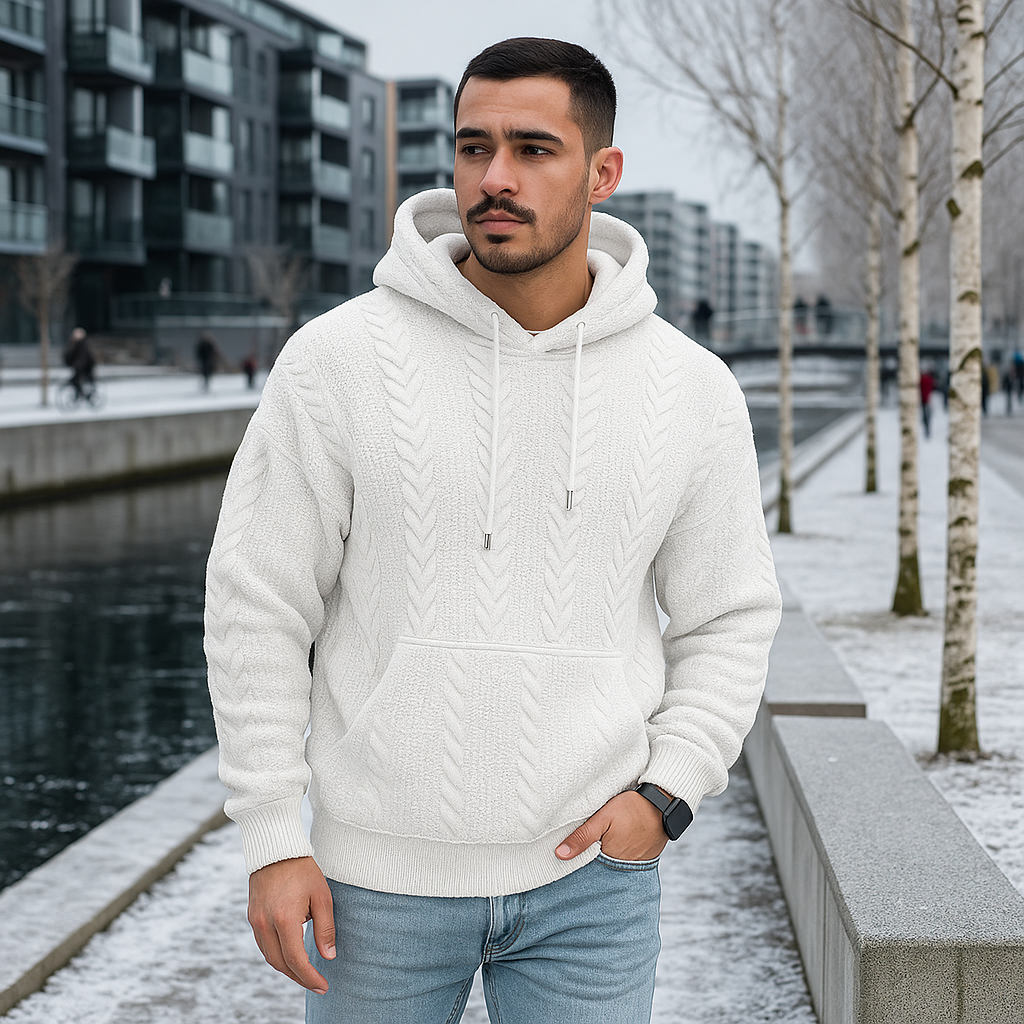 Męska bluza z kapturem - ocieplana - ciepła - na zimne dni