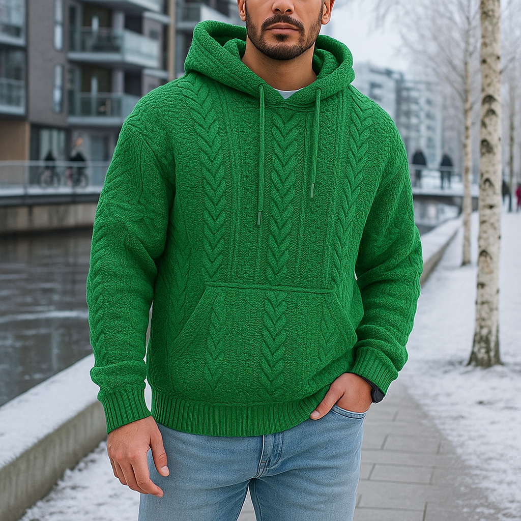Męska bluza z kapturem - ocieplana - ciepła - na zimne dni