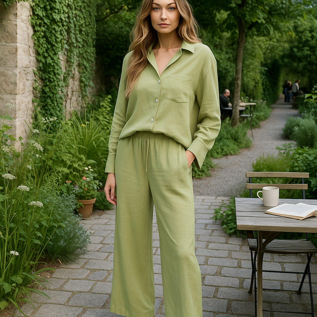 Genever - Damski zestaw loungewear z lnu