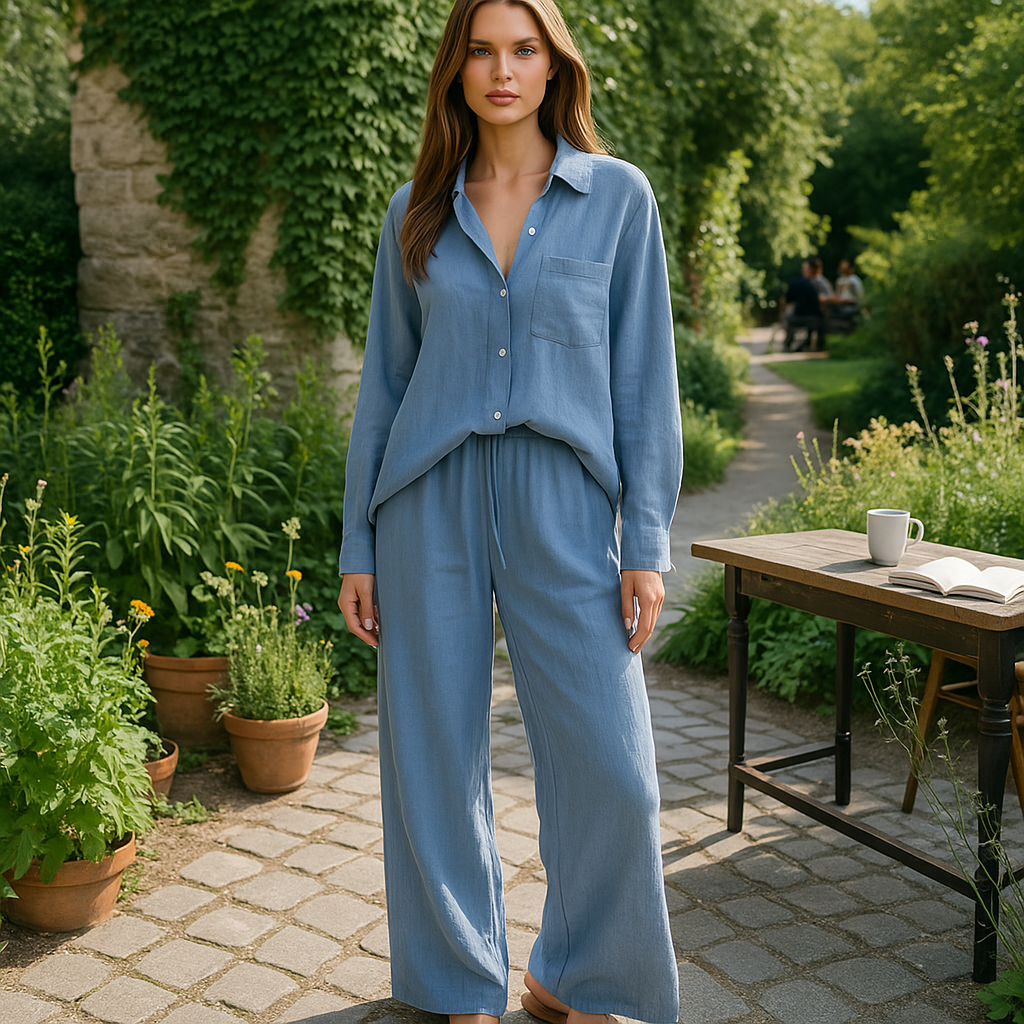 Genever - Damski zestaw loungewear z lnu