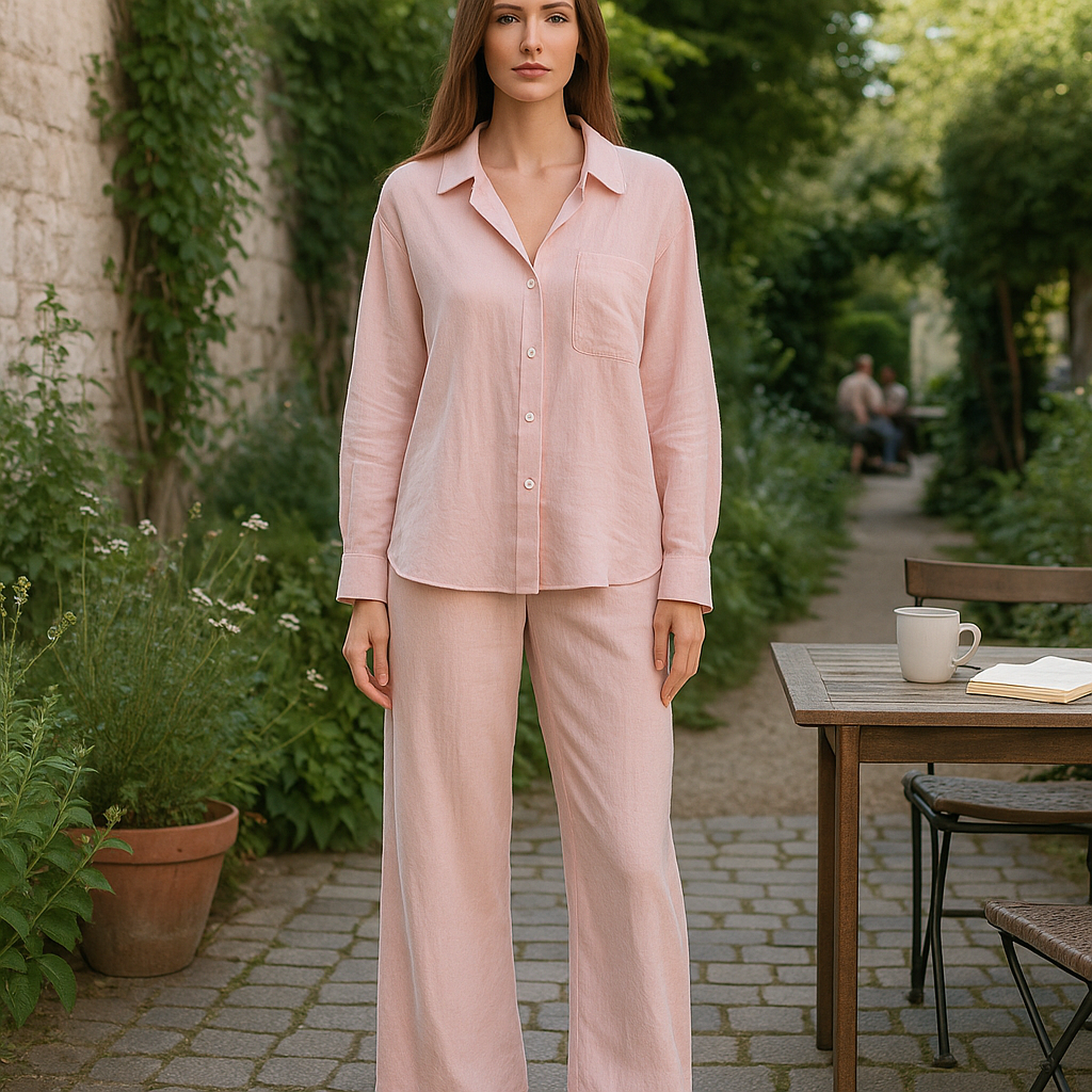 Genever - Damski zestaw loungewear z lnu