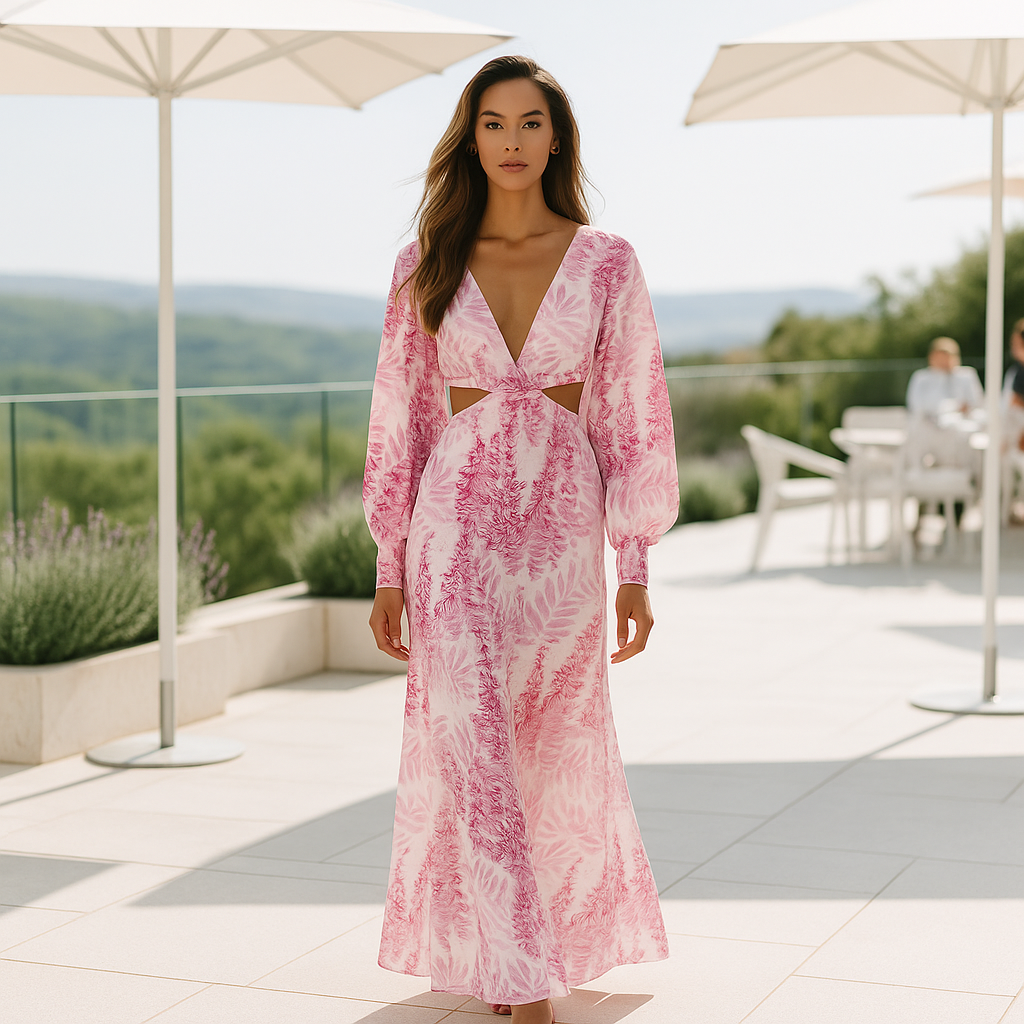 Paryż Sukienka wieczorowa – długa letnia maxi elegancka