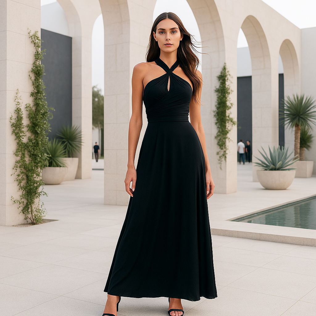 Elegancka wieczorowa sukienka damska - rozkładana