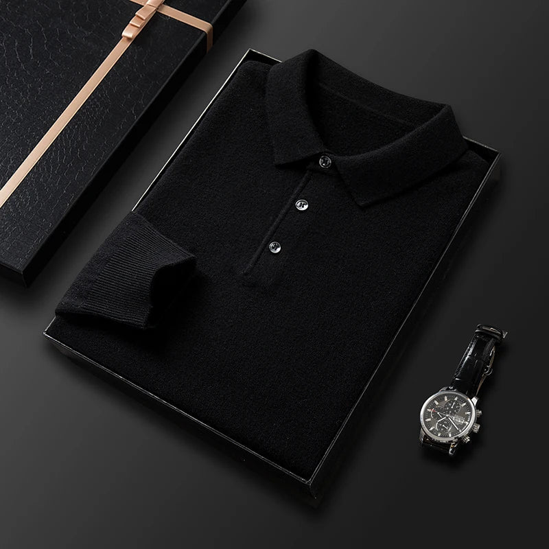 Męski sweter polo - wysokiej jakości - klasyczny - elegancki