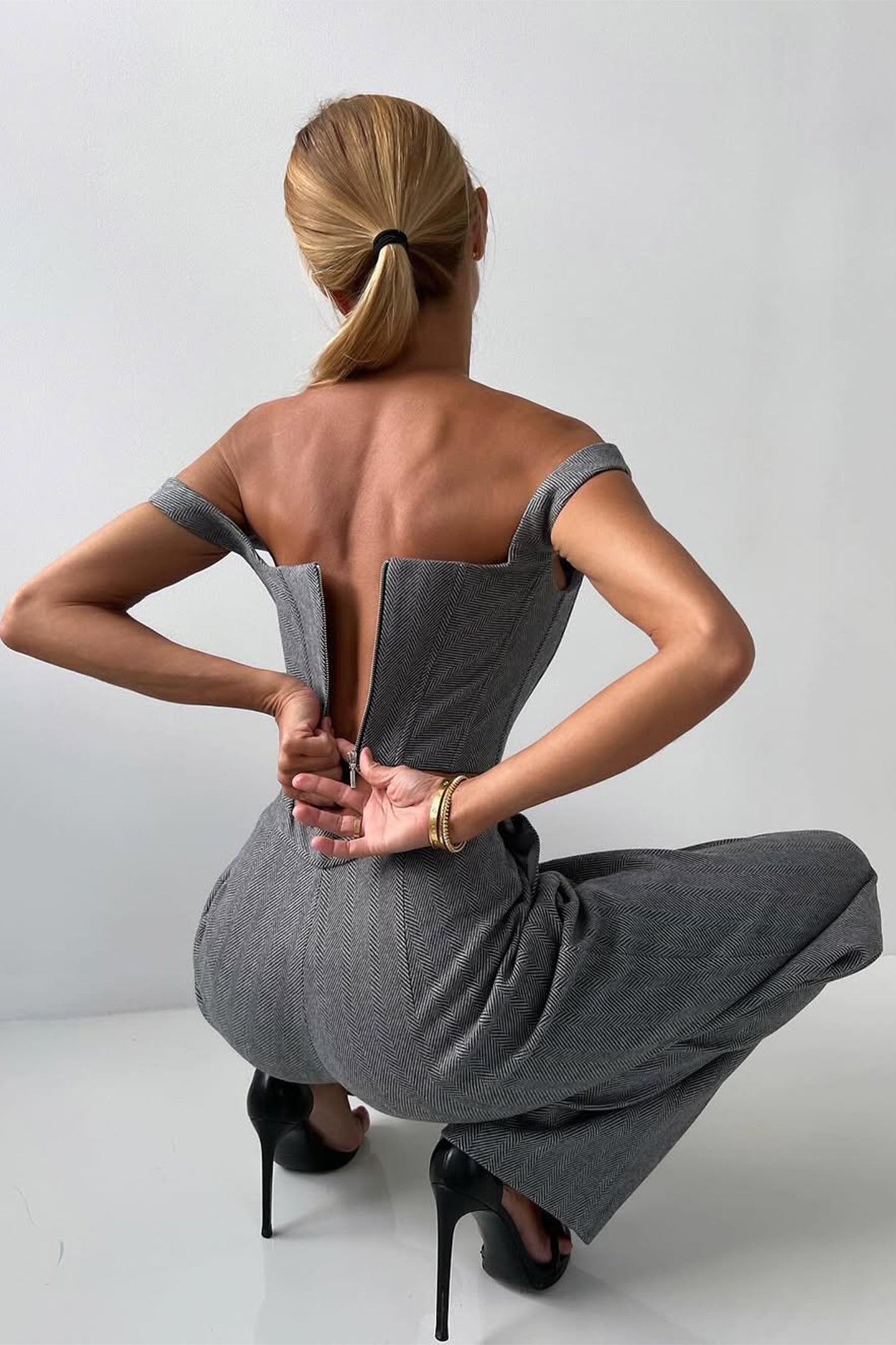 Elegancki trzyczęściowy garnitur - podwójny żakiet - klasyczny krój