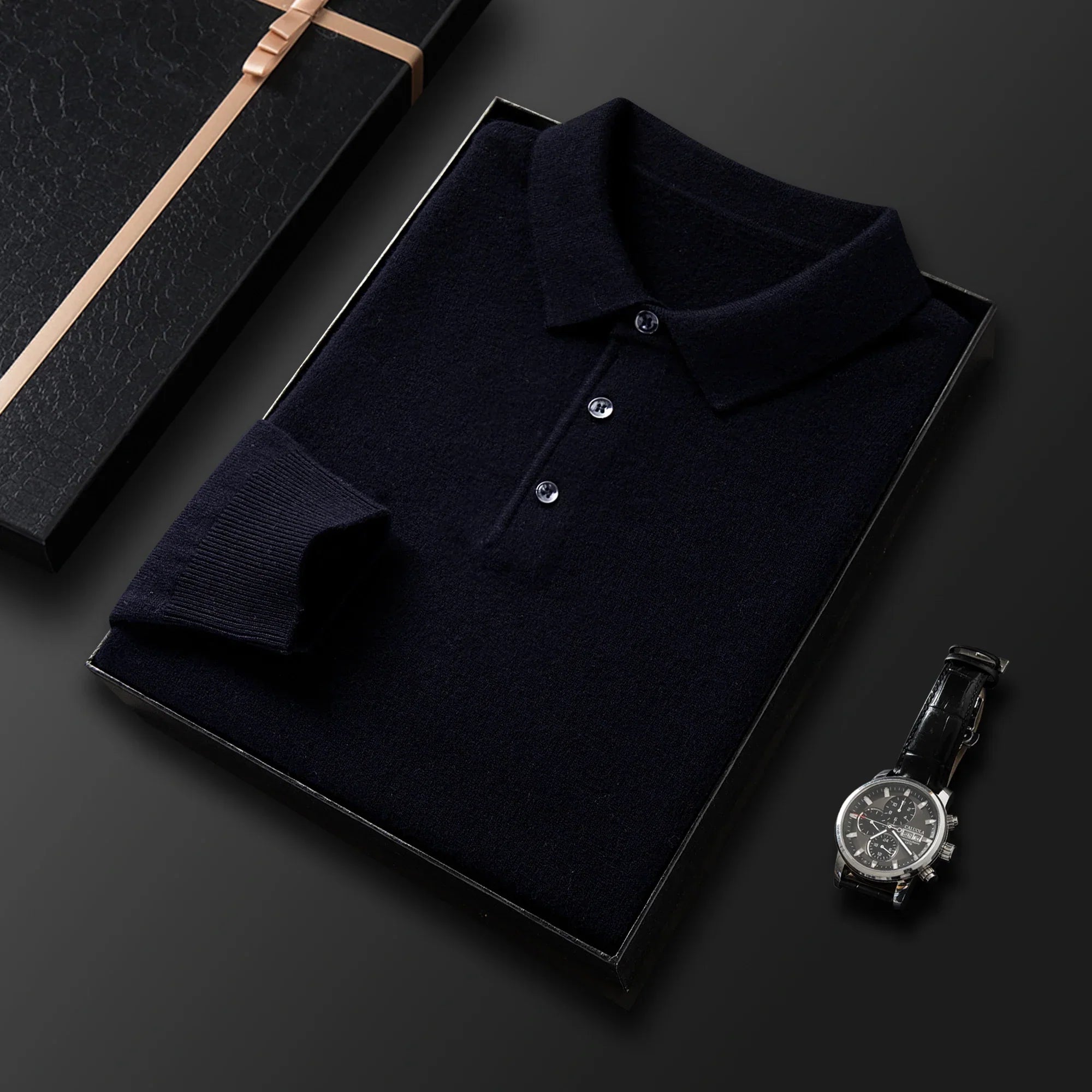 Męski sweter polo - wysokiej jakości - klasyczny - elegancki