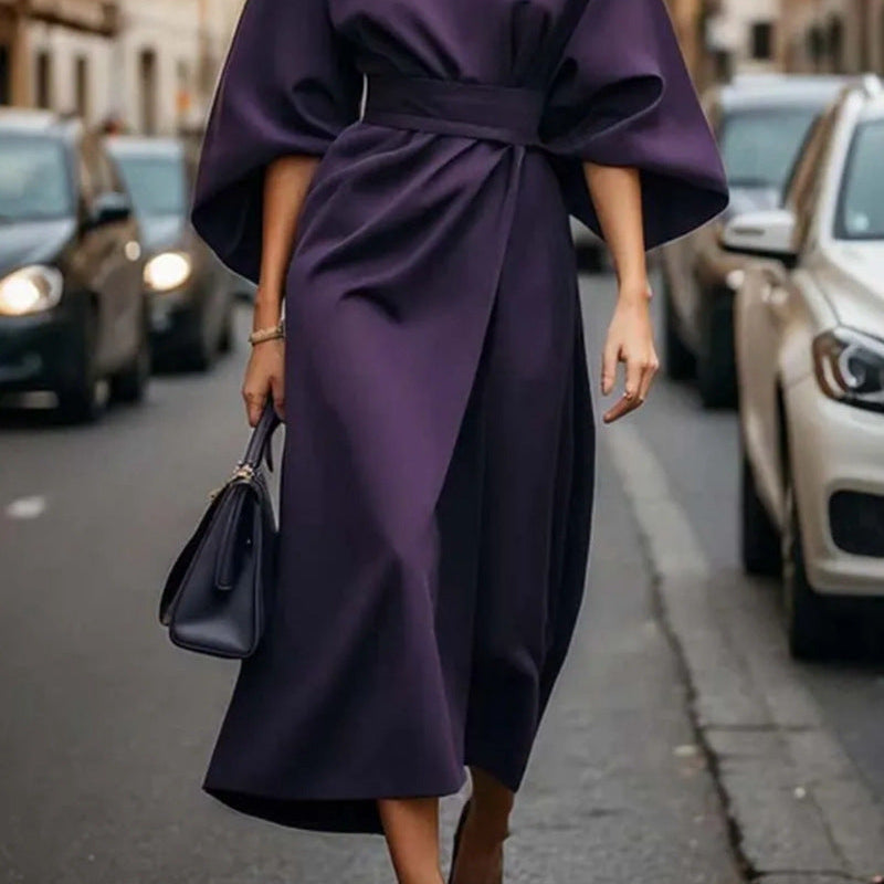 Elegancka Sukienka Wieczorowa z Paskiem - Styl Gościa Weselnego