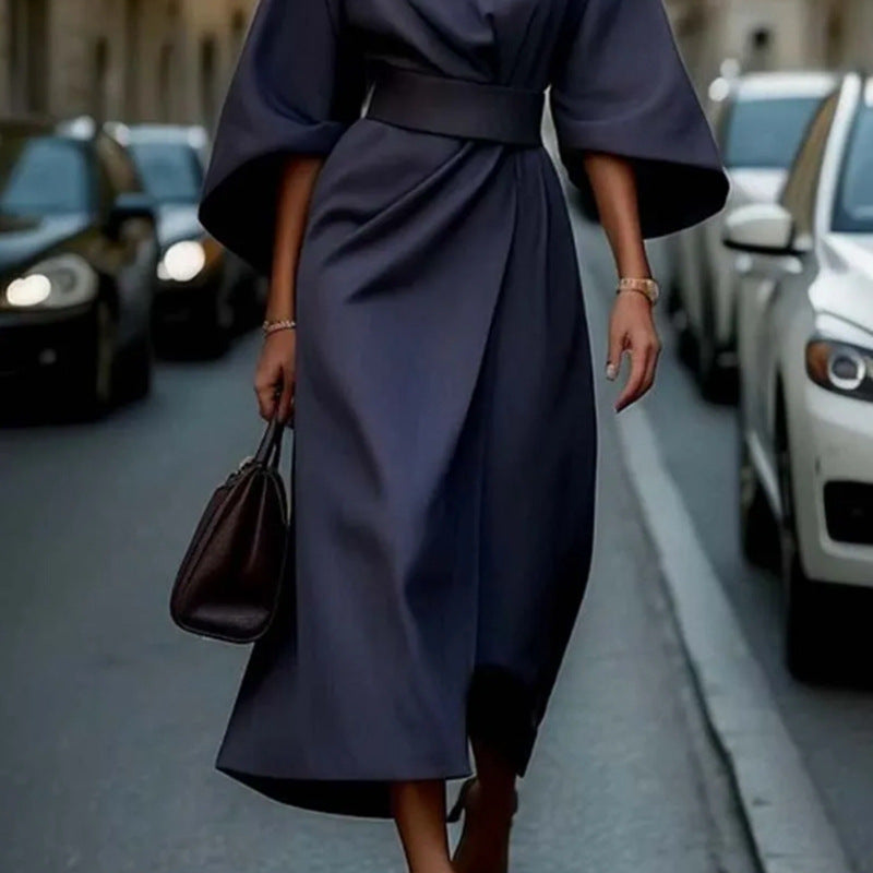 Elegancka Sukienka Wieczorowa z Paskiem - Styl Gościa Weselnego