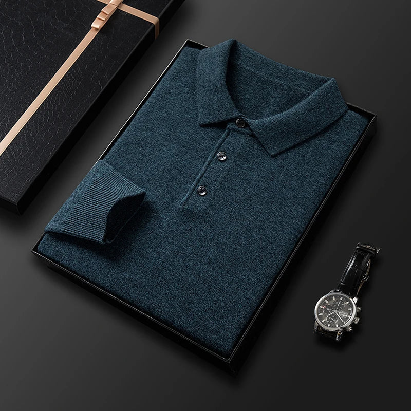 Męski sweter polo - wysokiej jakości - klasyczny - elegancki