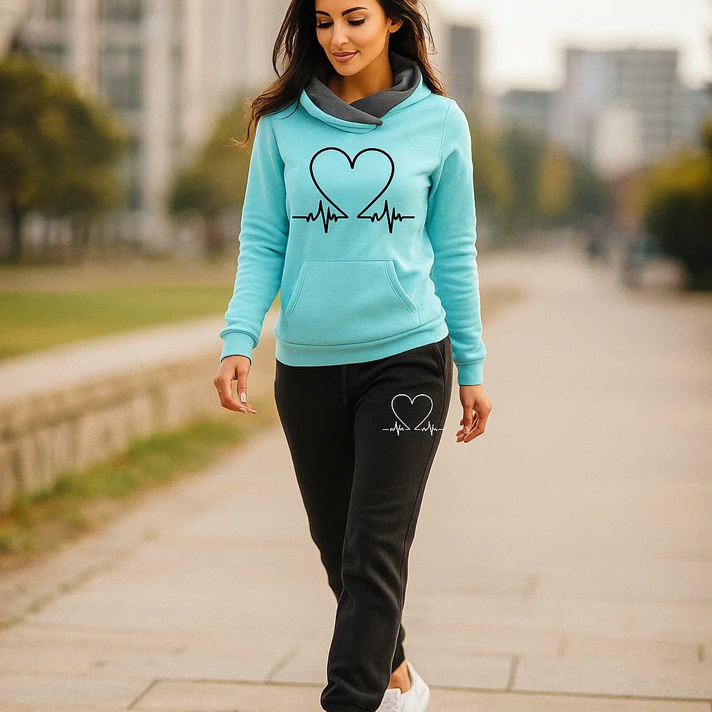 Aktywny zestaw dresowy dla kobiet - Heartbeat - Legginsy - Bluza - Fitness