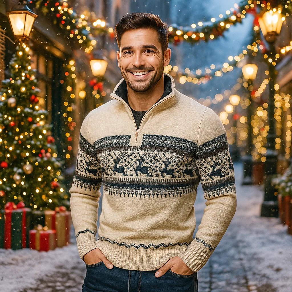 Austin – Męski Sweter Świąteczny z Zamkiem