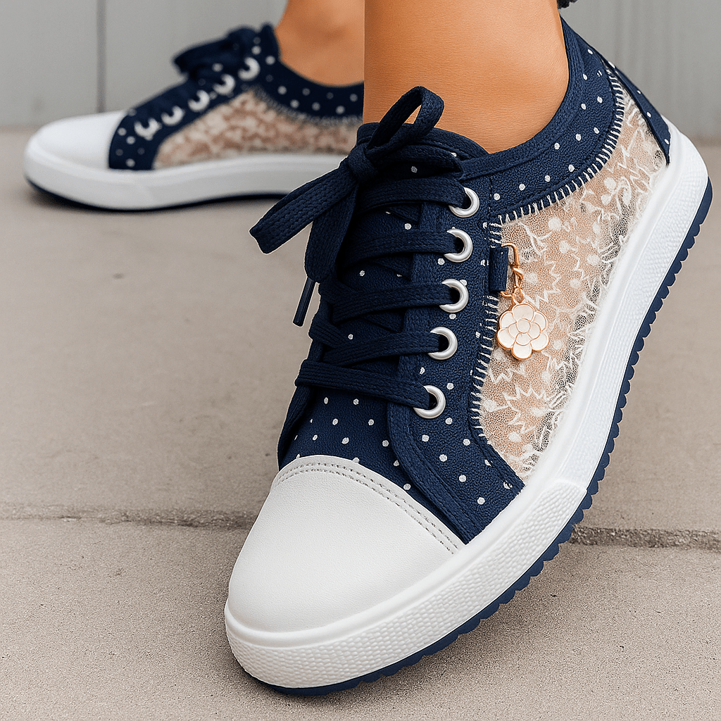 Baskets Bloomy Lace - Oddychające sneakersy - Koronkowe wykończenie - vivano - warszawa