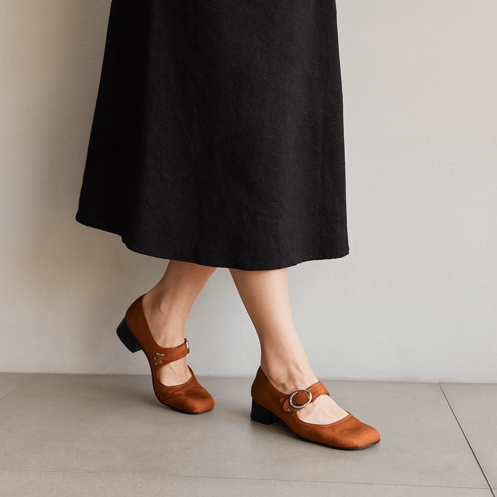 Beatrice – Skórzane Sandały na Obcasie z Klamrą Ortopedyczną - vivano - warszawa