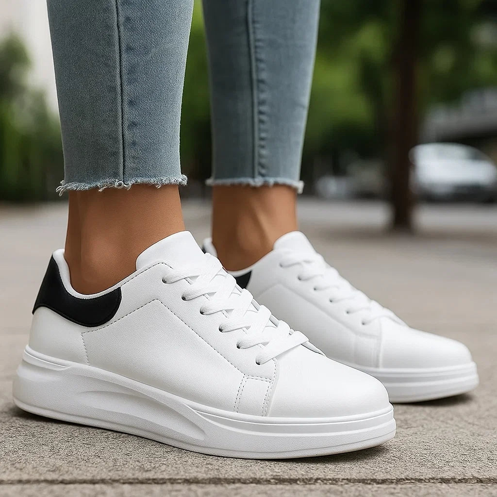 Białe damskie skórzane trampki - vivano - warszawa