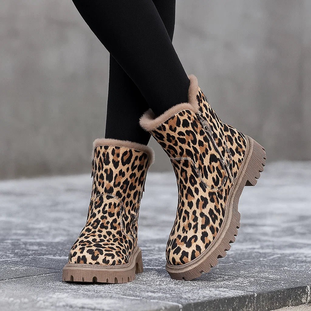 Botki Śniegowe w Print Lwa dla Kobiet - Zima Komfort