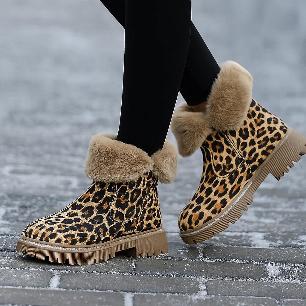 Botki Śniegowe w Print Lwa dla Kobiet - Zima Komfort