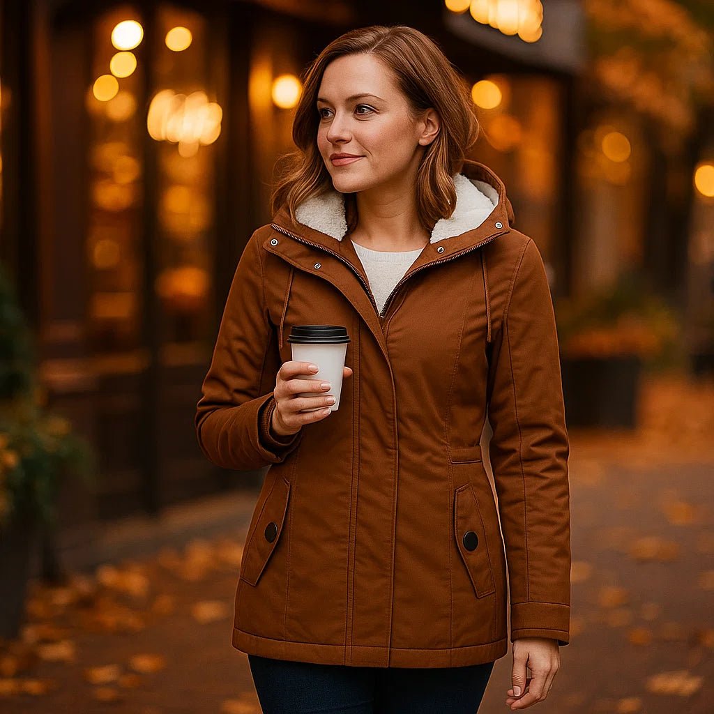 Elsie Belle Plisowany Płaszcz Bawełniany z Kapturem Teddy