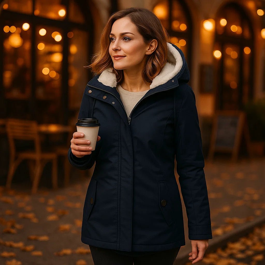 Elsie Belle Plisowany Płaszcz Bawełniany z Kapturem Teddy