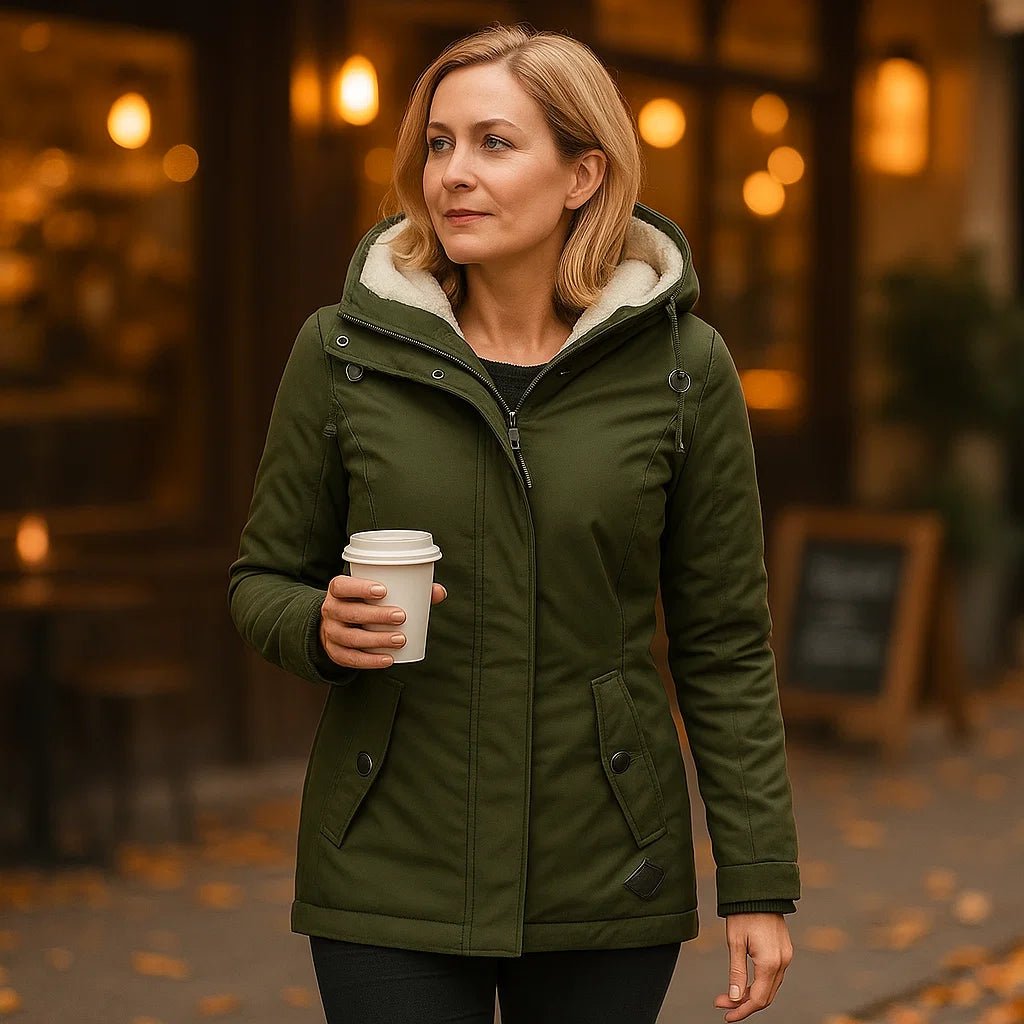 Elsie Belle Plisowany Płaszcz Bawełniany z Kapturem Teddy