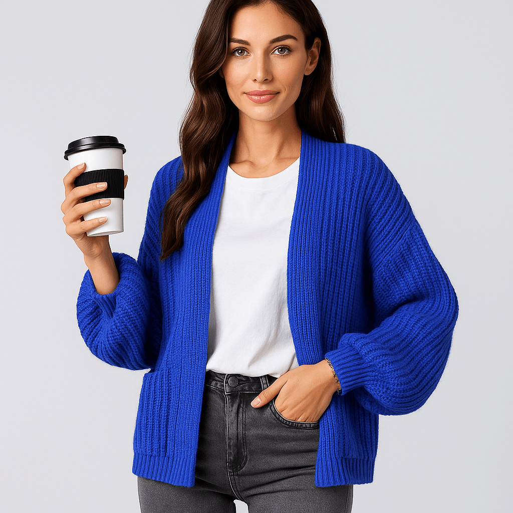 Cardigan - Długie Rękawy - Praktyczne Kieszenie - Komfortowy Komfort - vivano - warszawa