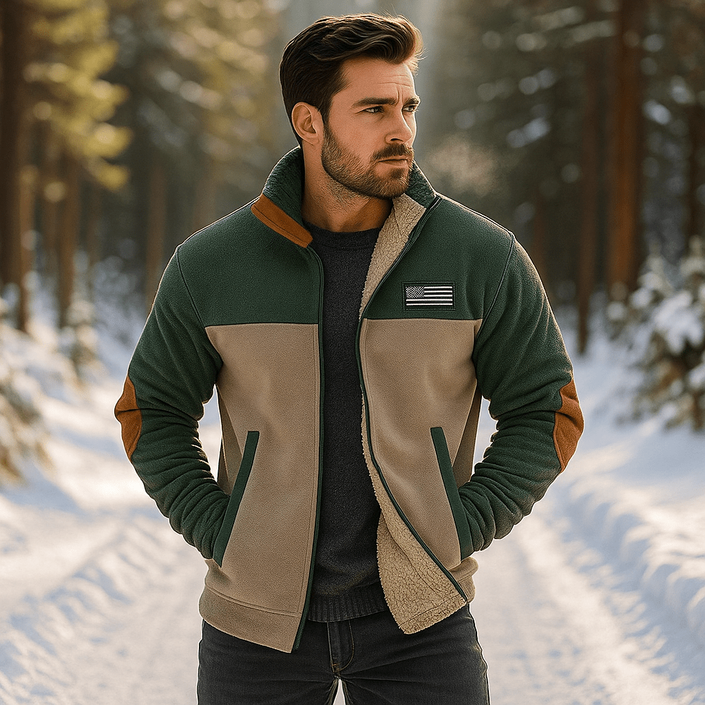 Ciepła Kurtka Polarowa Męska - Podszewka z Miękkiego Futra - vivano - warszawa