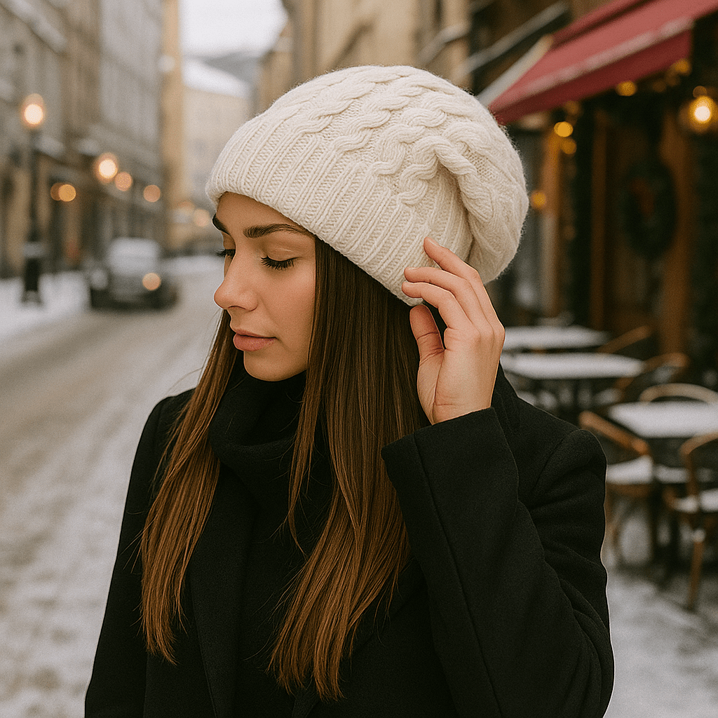 Czapka zimowa damska, gruba dzianina, casual