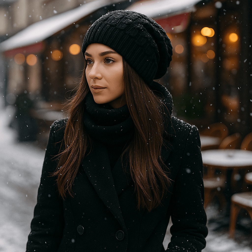 Czapka zimowa damska, gruba dzianina, casual