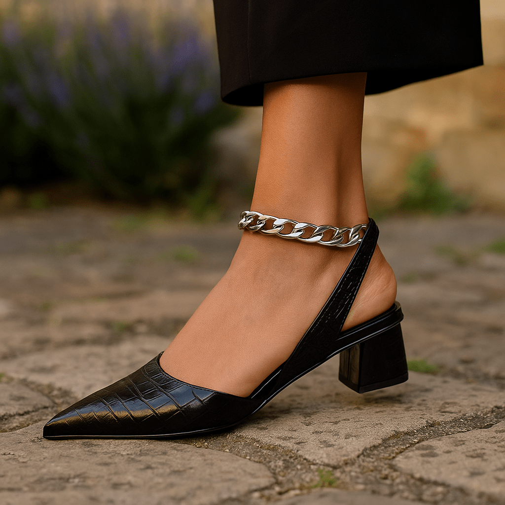 Czółenka Wintage Pointed Slingback - Blokowy obcas - vivano - warszawa