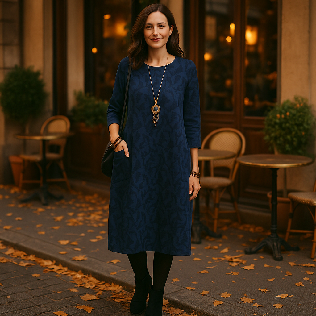 Vivano – Sukienka z Długim Rękawem i Kieszeniami z Nadrukiem