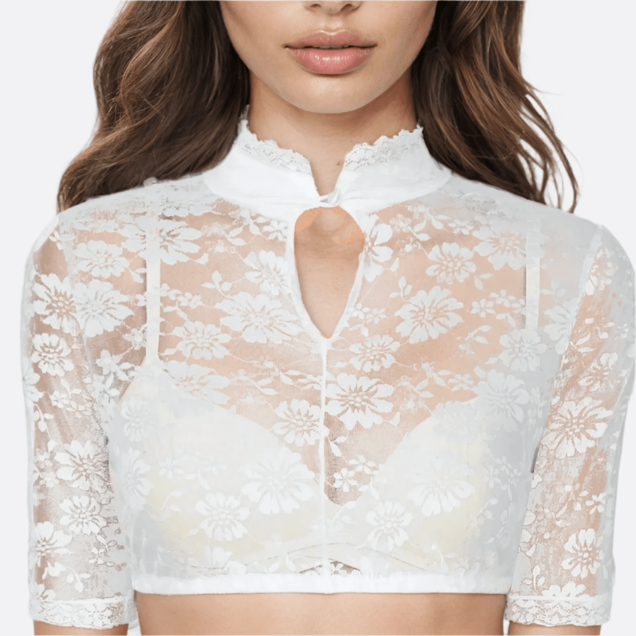 Dame Højhalset Dirndlbluse - Mieszanka bawełny - Elegancki strój festiwalowy na Oktoberfest - vivano - warszawa