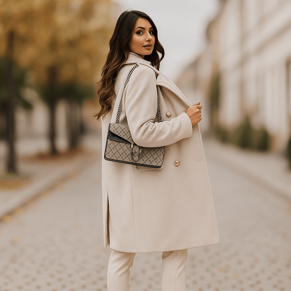 Damska kurtka - Dwurzędowa - Długie rękawy - Klapowy kołnierz - vivano - warszawa