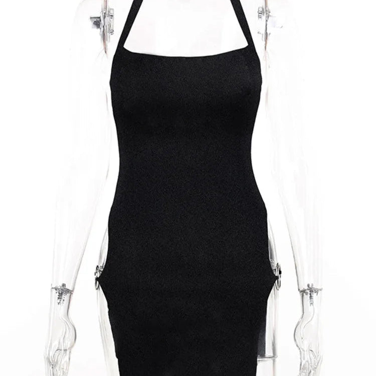 Damska Sukienka Mini z Wycięciami i Ozdobnymi Pierścieniami - vivano - warszawa