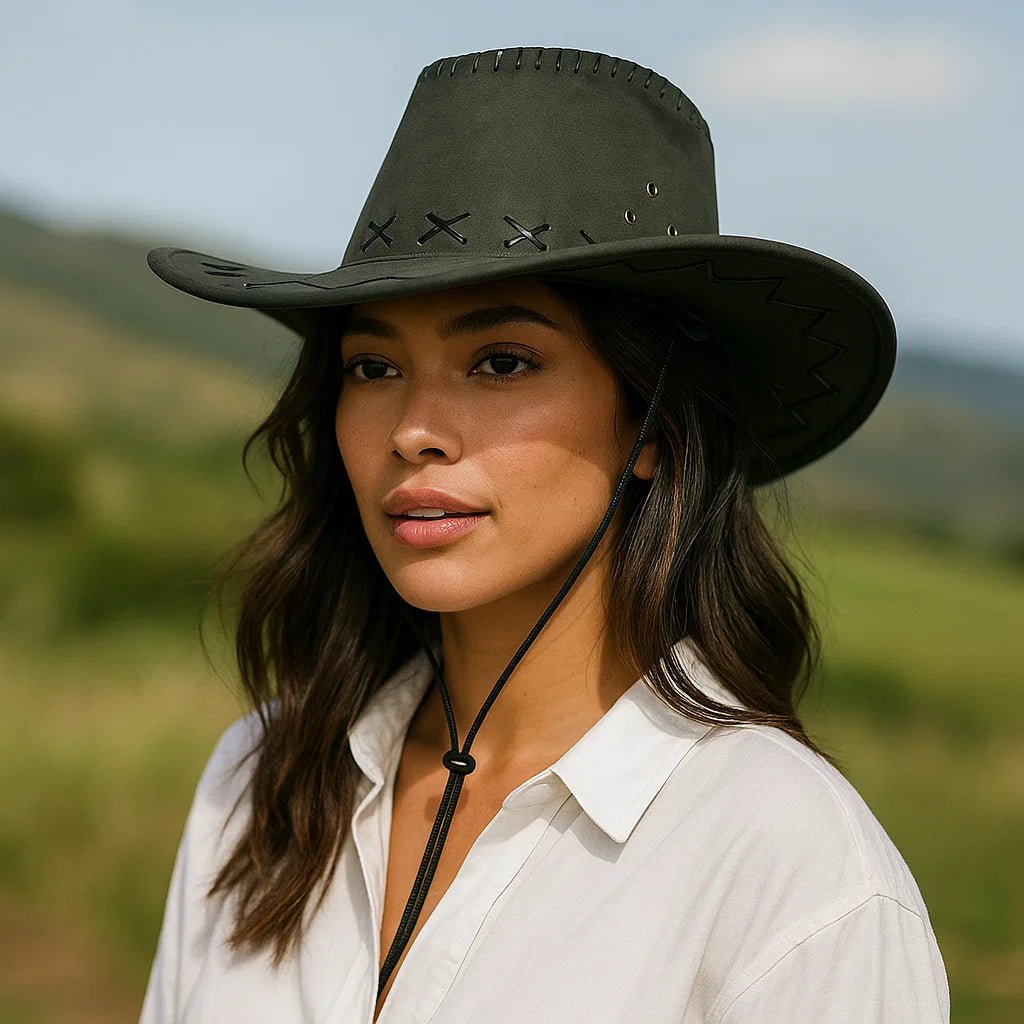 Damski Kapelusz Kowbojski – Styl z Dekoracyjnymi Szwami - vivano - warszawa