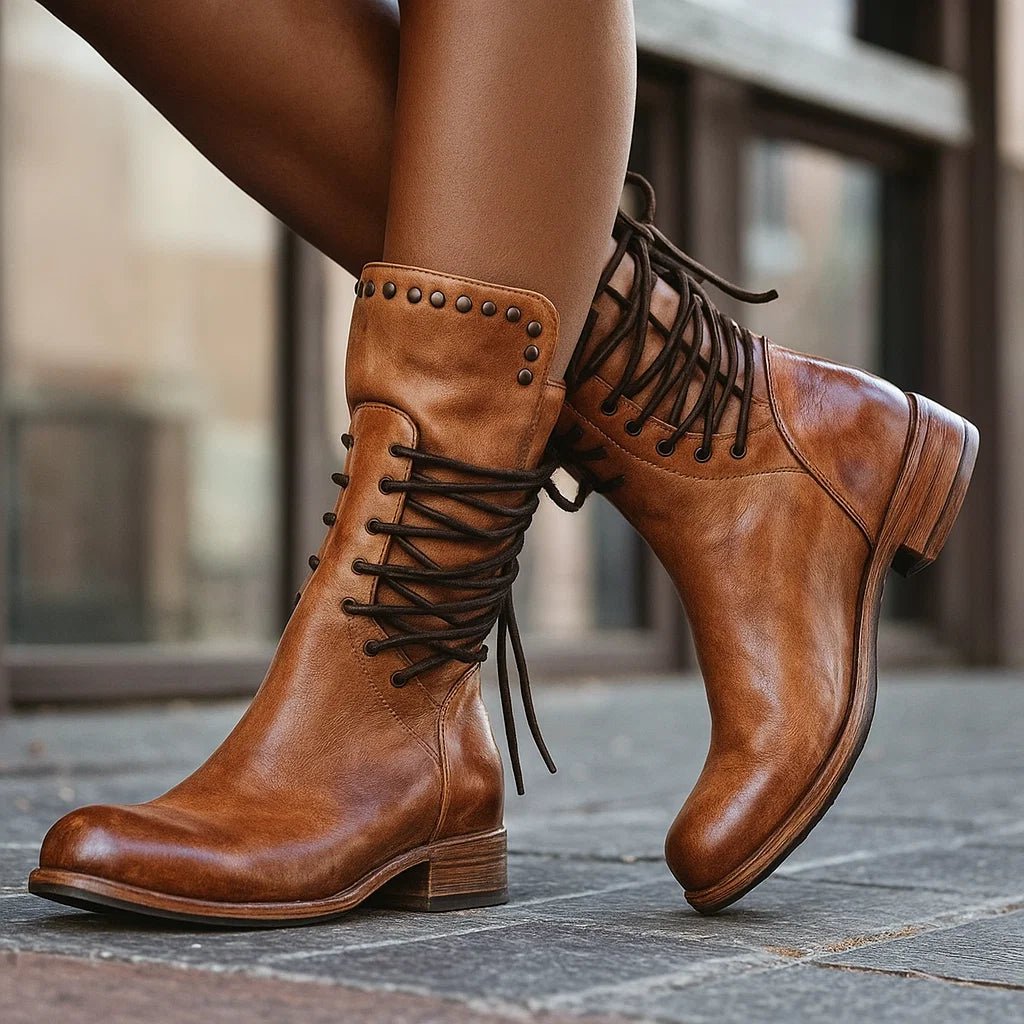 Damskie Botki Chunky Skórzane - vivano - warszawa