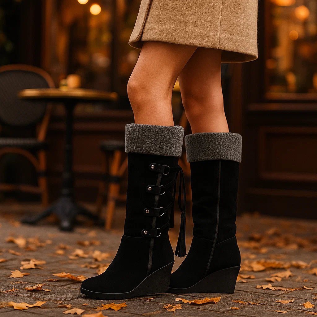 Damskie Ciepłe Botki Zimowe na Koturnie