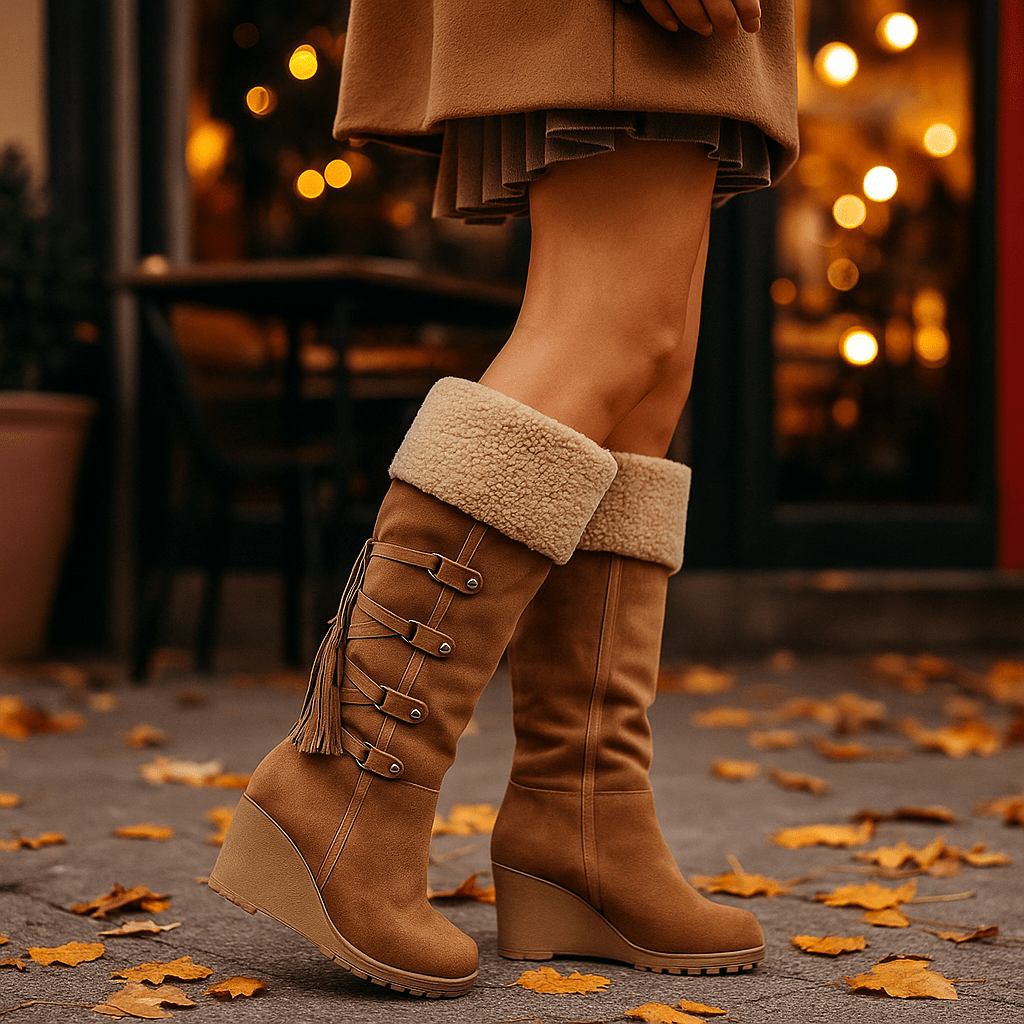 Damskie Ciepłe Botki Zimowe na Koturnie