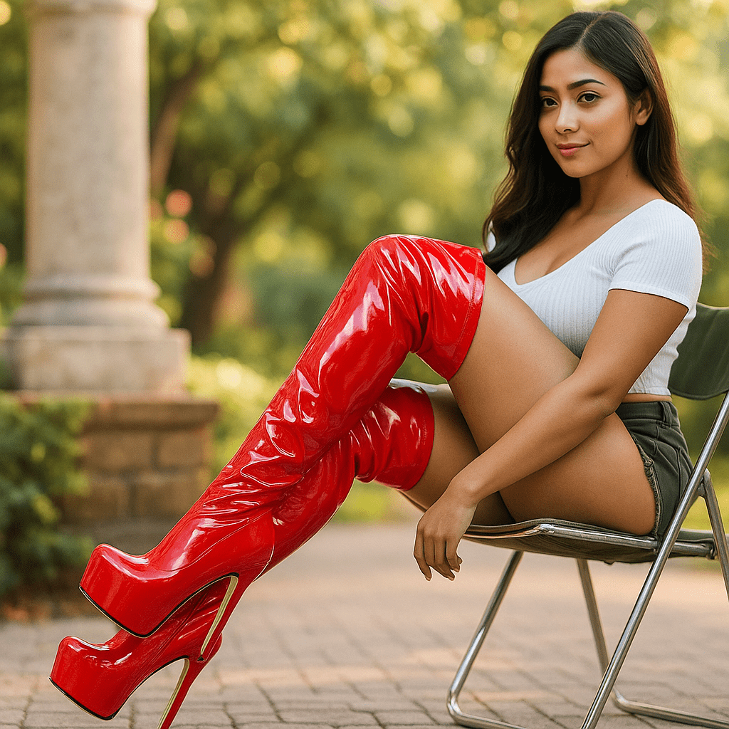 Damskie Kozaki Stiletto za Kolano - Wysoki Połysk - Duże Obcasy - vivano - warszawa