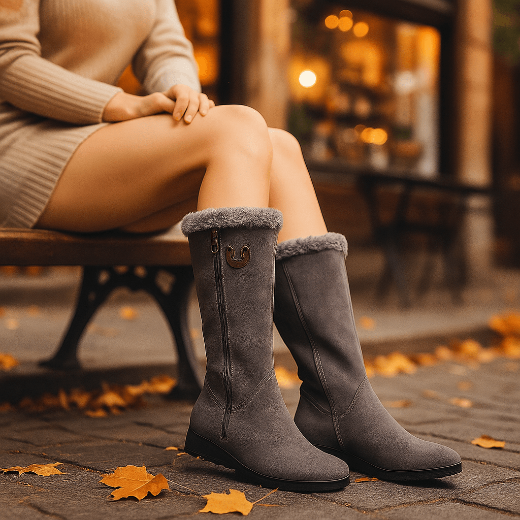 Damskie kozaki - wysoka cholewka - ciepła wyściółka