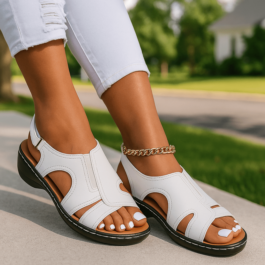 Damskie ortopedyczne sandały skórzane na wygodnym obcasie - vivano - warszawa